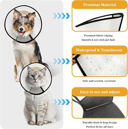 Pet Dog Cone Collar After Surgery, Adjustable Plastic Pet Recovery E-Collar for Dogs Cats, Soft Breathable Surgical Elizabethan Dog Neck Cover for Prevent Biting and Stop Licking Wound Medium