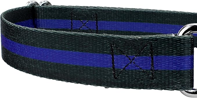 Country Brook Petz - Thin Blue Line Martingale Dog Collar and Leash - Camouflage Collection Featuring Rugged Designs (1 Inch, Large)