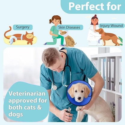 Dog Cone for Small, Medium, and Large Dogs and Cats, Soft Cone for Dogs After Surgery, Lightweight Leathaire Recovery Cone Collar to Stop Licking and Scratching(4(Neck: 9.25-10.75"))