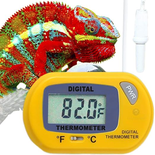 SunGrow Reptile Digital Thermometer Terrarium Temperature Monitor with Suction Cup Mount, Accurate Fahrenheit Celsius Switch, Thermostat Gauge for Bearded Dragon, Snake, Gecko Enclosure Tank
