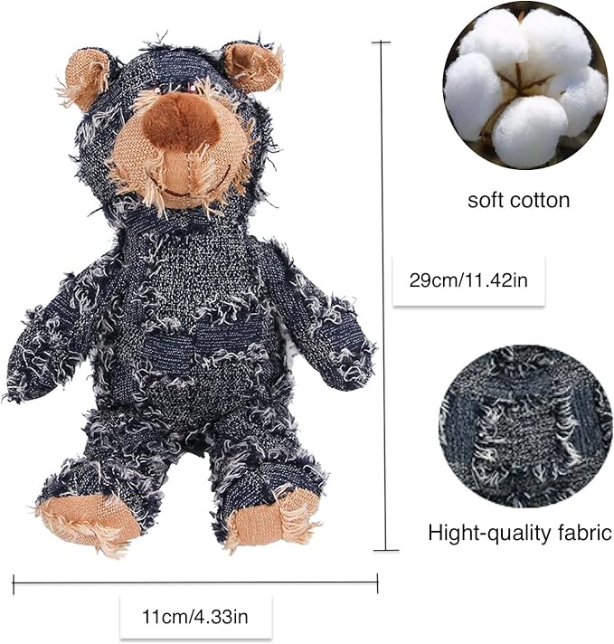 MAXBECK Dog Companion for Heavy Chewers- Indestructible Robust Bear Dog Toy, Resistant Squeaky Dog Toys for Heavy Chewers, Unbreakable Stuffed Plush Dog Toys for Aggressive Chewers (E-Navy+Purple)