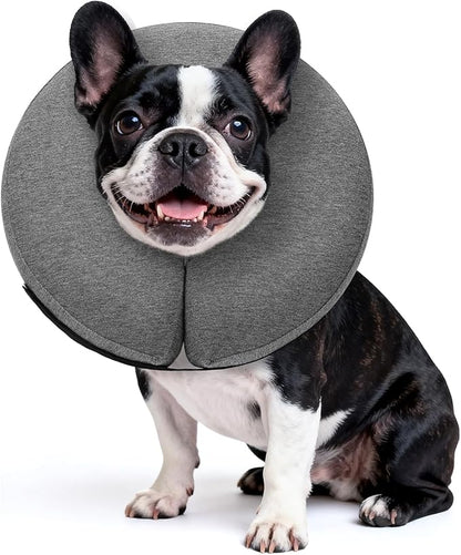 MIDOG Inflatable Dog Cone Collar – Soft Dog Cone Alternative After Surgery, Comfortable Recovery Neck Donut ECollar for Small Medium & Large Dogs and Cats to Stop Licking & Vision-Friendly (Grey,M+)