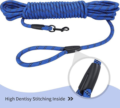 Long Dog Leash for Training 20Ft-Reflective Nylon Rope with Swivel Hook-Recall Agility Lead for Large Small Medium Dogs Outside Walking Hiking-Royal Blue