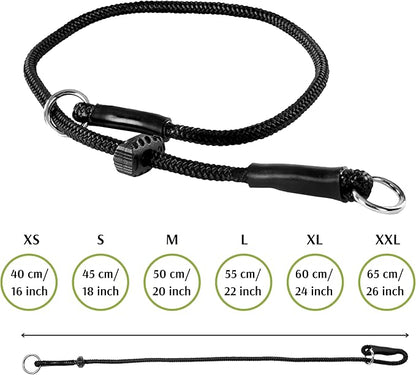 Dingo Gear Choke Collar for Dog Training Handmade of Cord with A Limiter, Waterproof Black S04059, (XXL)