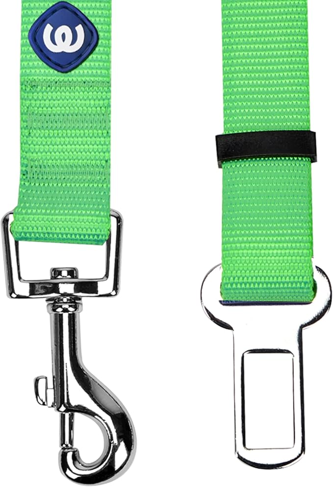 Blueberry Pet Essentials Classic Dog Leash, Neon Green Dog Leashes for Large Dogs Heavy Duty, Puppy Essentials Car Seat Belt Tether, Safety Accessories for Pet Parents & Road Trip Enthusiasts