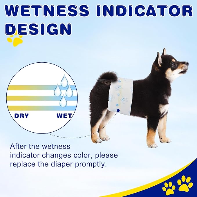 XPCARE 50 Count Disposable Male Dog Diapers, Male Dog Wraps,Super Absorbent Leak-Proof Fit (Small)
