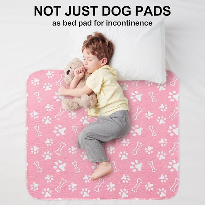 BEAUTYZOO 4 Pack Washable Pee Pads for Dogs, Reusable Puppy Pads for Potty Training, Waterproof Super Absorbent Wee Wee Pads for Dogs Non-Slip, Pet Whelping Mats Playpen Dog Crate Floors, 24IN x 36IN