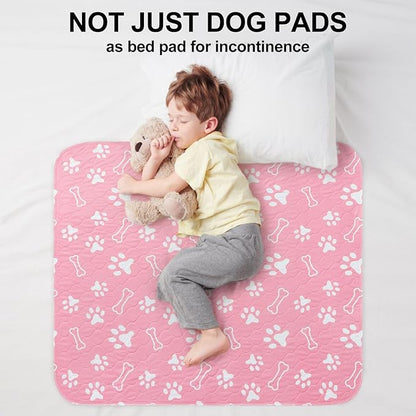 BEAUTYZOO Washable Pee Pads for Dogs, 18'' x 24" Reusable Puppy Pee Pads Super Absorbent Leakproof Dog Training Pads, 2 Pack Non-Slip Potty Pads for Small Medium Dogs Whelping Pads Litter Mat, Pink