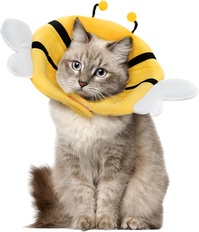 Soft Small Dog/Puppy/Cat Cone | Cute Bumblebee Cone for Small Dogs, Puppies & Cats After Surgery, Wound Care, Spay & Neuter | Dog Recovery Cones & Collars | 100% Polyester (Small)