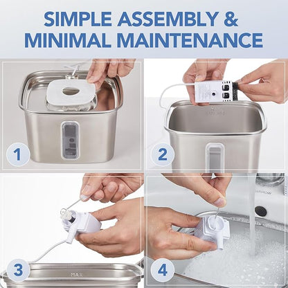 Veken Cat Water Fountain Filters, 4 Pack Replacement Filters & 4 Pack Replacement Pre-Filter Sponges Set for 50oz, 84oz, 95oz or 108oz Automatic Pet Fountain Dog Water Dispenser