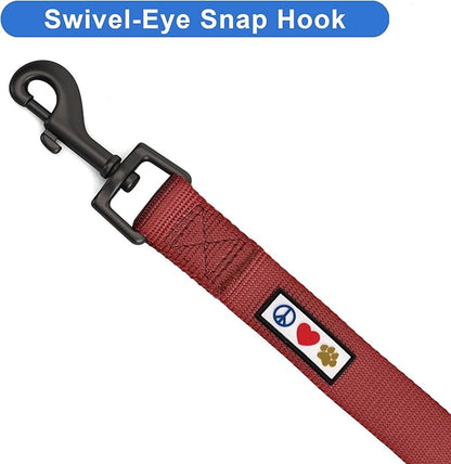 Pawtitas Personalized 6 ft Marsala Dog Leash M/L Custom Name and Phone Embroidery Strong Nylon Leash for Medium and Large Breeds