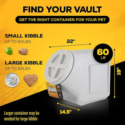 Vittles Vault Traditional Pet Food Storage Container For Dog Kibbles/Bird Seed/Oatmeal/Rice/Flour/Cereal, BPA Free Plastic, Sealed Airtight For Cat Food, Up To 60 lb, Made in USA, With Scoop, Gray