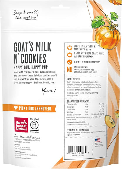 The Honest Kitchen Human Grade Goat's Milk N' Cookies: Slow Baked with Pumpkin,8 oz Bag,(Pack of 2)