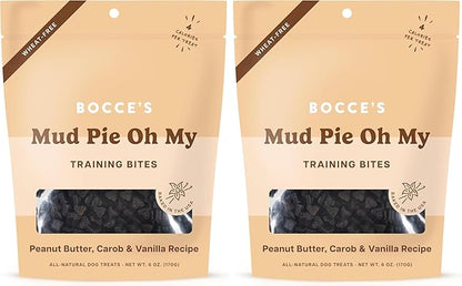 Bocce's Bakery Mud Pie Oh My Training Treats for Dogs,Wheat-Free Dog Treats,Made with Real Ingredients,Baked in The USA,All-Natural&Low Calorie Training Bites,PB,Carob,&Vanilla Recipe,6 oz,(Pack of 2)