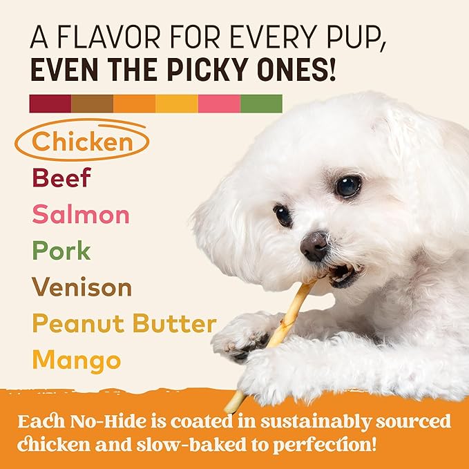 Earth Animal No Hide Stix - Long Lasting Rawhide Free Small Dog Chews Sticks, Chicken - 40 Count Extra Value Pack