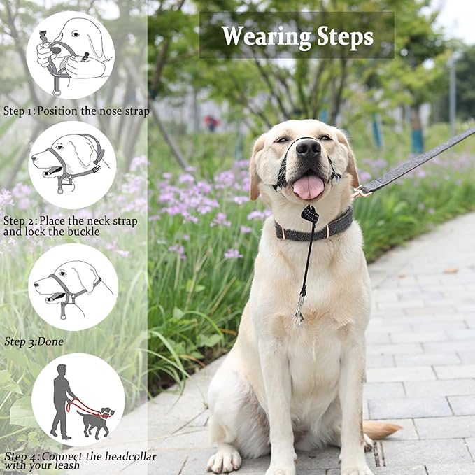 BARKLESS Dog Head Collar, No Pull Head Halter with Soft Padding, Reflective Soft Padded Snout Harness for Small and Medium Dogs