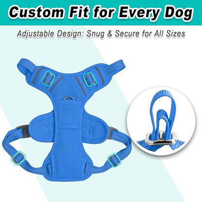 BARKBAY Dog Harness No Pull Mesh for Small Dogs - Adjustable, Reflective, Comfortable, No Choke, Heavy-Duty - Perfect for Outdoor Training, Walking, and Hiking - Strong & Durable - XS & Blue Mesh