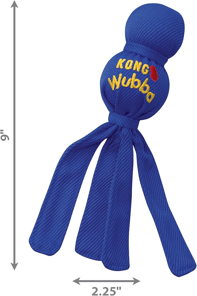 KONG Wubba Dog Toy 2 Pack – Durable Interactive Tug & Toss Toy with Reinforced Nylon, Floppy Tails for Fetch, Shake & Squeaky Play (Small, 2 Pack)