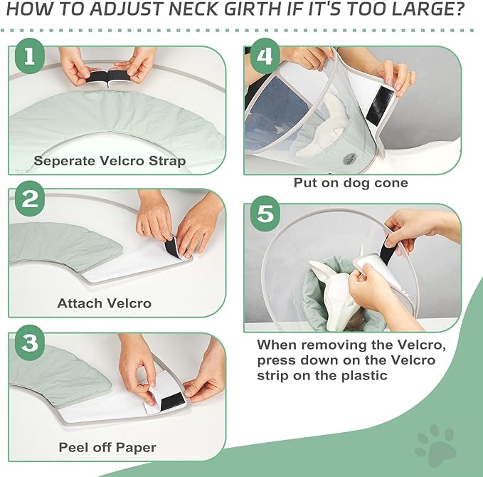 Dog Cone Collar for Recovery: Soft Elizabethan Collar Alternative to Stop Licking, Adjustable Pet Cone for Large, Medium, Small Dogs, for Surgery, Spay, Injury, Skin Treatment (Light Green, L)