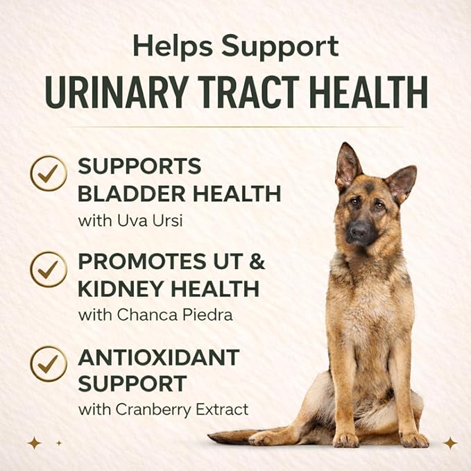 VetriScience Quick Action UT Health Chewable Tablets, UT Strength STAT Supplement for Dogs, Cranberry, Uva Ursi, and Chanca Piedra to Soothe Urinary Tract Discomfort, Smoke, 90 Count