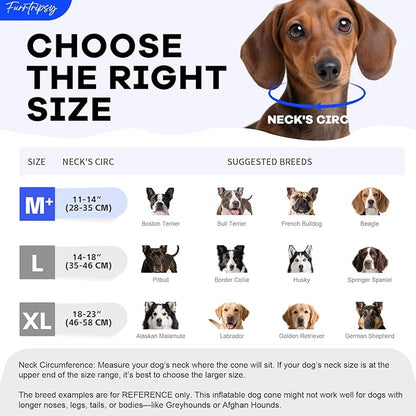 Inflatable Dog Cone Collar with Detachable Sturdy Shield,Soft&Lightweight-Ideal for Post-Surgery Recovery and Daily Wear,Suitable for Small Medium Large Dog Breeds(Blue,M+)