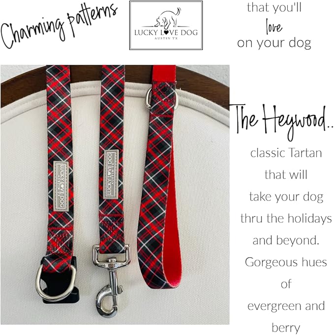 Lucky Love Dog Martingale Dog Collar - Adjustable, No-Slip, Durable, & Soft Webbing Collar for Male and Female Dogs Ideal for Training & Walking - Heywood, Small