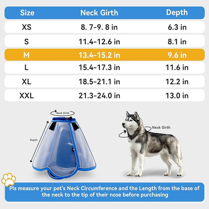 Upgraded Dog Cone Collar for Large Medium Dogs, Soft Dog Cone with Double-Layer Design, Adjustable Pet Recovery Collar for Dogs After Surgery, Elizabethan Collar (M, Blue)