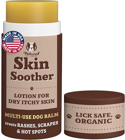Natural Dog Company Skin Soother Balm for Skin Irritation, Allergy and Itch Relief for Dogs, Hot Spot Treatment, Dog Moisturizer for Dry Skin, Healing Ointment with Coconut Oil & Vitamin E, 2 oz Stick