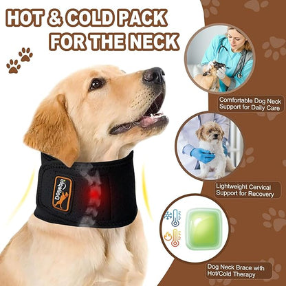 Dog Neck Brace with Hot/Cold Compress, Cervical Spine Support Collar for Dogs with IVDD, Neck Pain, Injury & Post-Surgery Recovery(L)