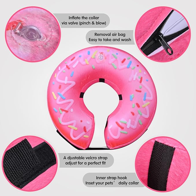 Katoggy Inflatable Dog Cone Collar for After Surgery, Doggie Neck Blow up Donut Recovery ECollar, Soft Adjustable Dog Cone for Small Medium Large Dogs and Cats