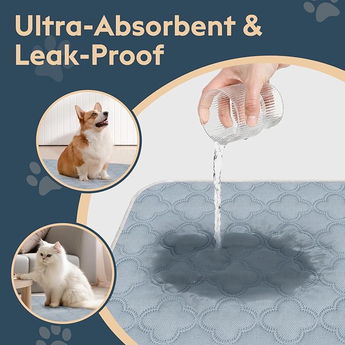 FunFurry Washable Pee Pads for Dogs - 2 Pack Reusable Pee Pads，Waterproof Puppy Pads，Pet Training Pads，Super Absorbent with Dog Paw Shape Non-Slip Backing (Light Grey, 18" X 24" - 2 Pack)