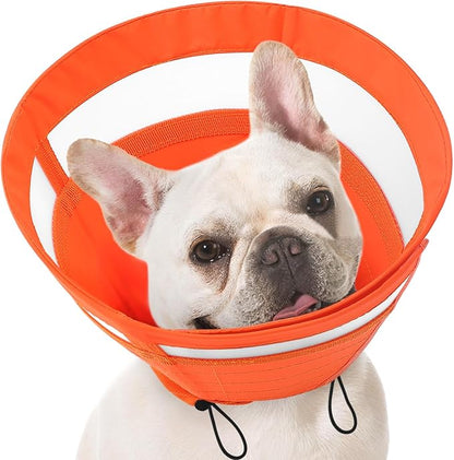 SAWMONG Soft Cone for Dogs – Small Dog Recovery Collar, Adjustable E-Collar to Stop Licking After Surgery (S, Orange)