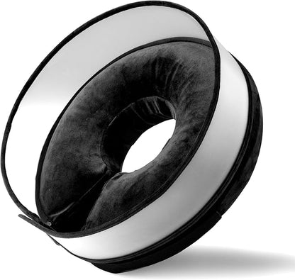 Inflatable Dog Cone, Soft Dog Cone Collar After Surgery for Alternative with Enhanced Anti-Licking Guard Shield Adjustable Detachable, Elizabethan Collar (L, Black)