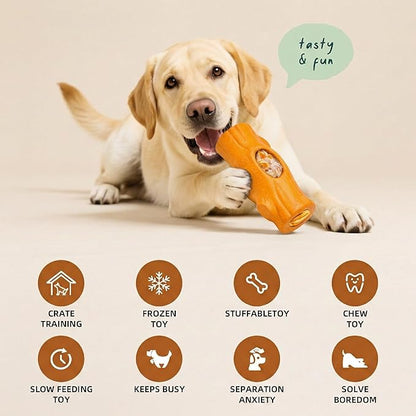 2 Pack Orange Dog Toys for Aggressive Chewers, Interactive Indestructible Dog Toys with Frozen Treat Function, Durable Dog Puzzle Toy for Large & Medium Dogs, Reduces Anxiety & Extends Playtime