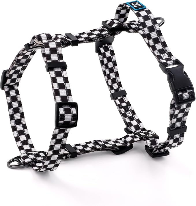 Roses&Poetry Dog Harness Small Sized Dog, 6 Point Adjustable Fit No Pull Harness with Handle for Control and Easy Walking, Reflective Pet Halter Harnesses（Blackwhite-S）