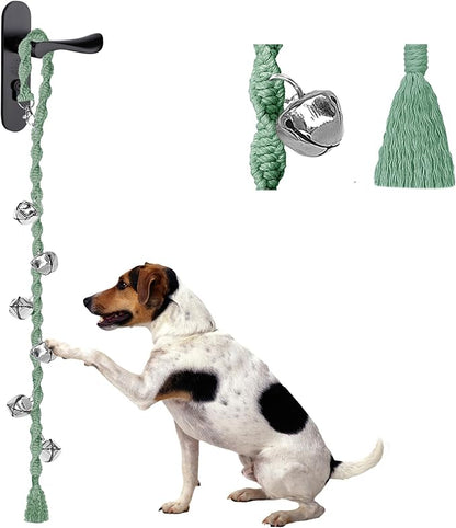 Dog Bells to Go Outside & Puppy Potty Training, Adjustable Dog Door Bell Ring to Go Potty, Handmade with Premium Yarn. Twisted Style, LightGreen