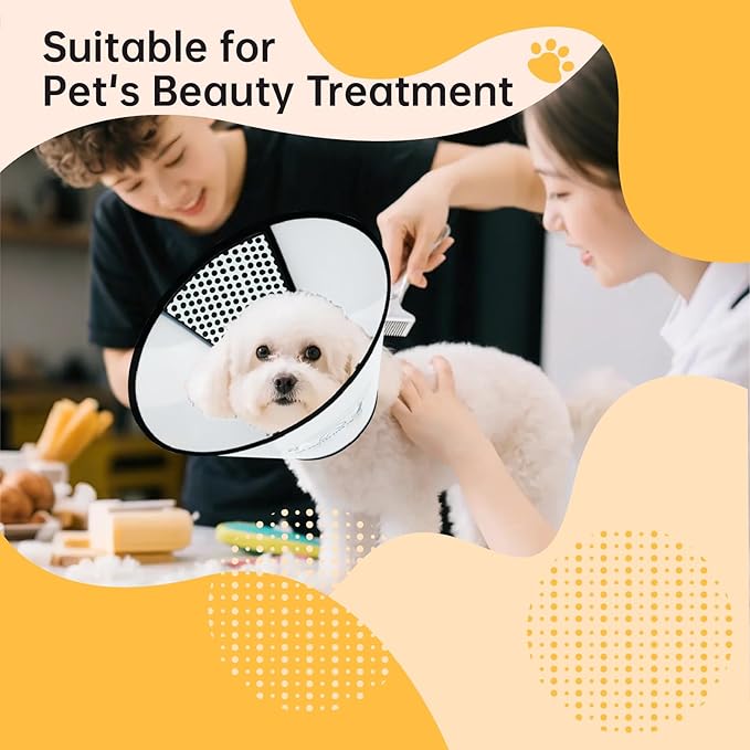 Dog Cone Collar for Surgery Recovery, Adjustable Soft Elizabethan Collar, Anti-Lick Protective Neck E-Collar for Dogs M