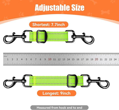 Dog Collar Safety Clip, Reflective Double-Ended Backup Connector for Harness to Collar, Adjustable Safety Clip for Prong, Pinch Collars, Prevents Escapes & Accidental Disconnection