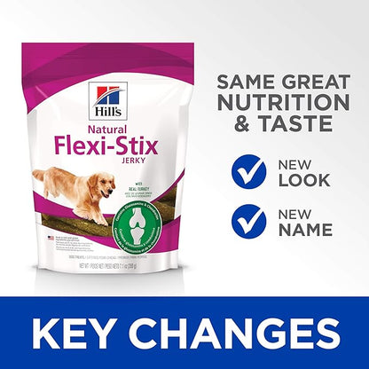 Hill's Natural Flexi-Stix Jerky,All Life Stages,Great Taste,Dog Treats,Turkey,7.1 oz Bag,(Pack of 2)