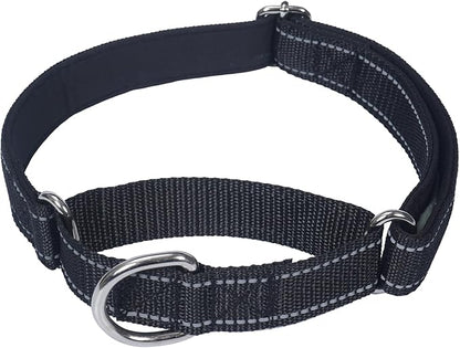 SGODA Martingale Dog Collar, Reflective Nylon Padded Dog Training Collars for Small Dogs, Black S