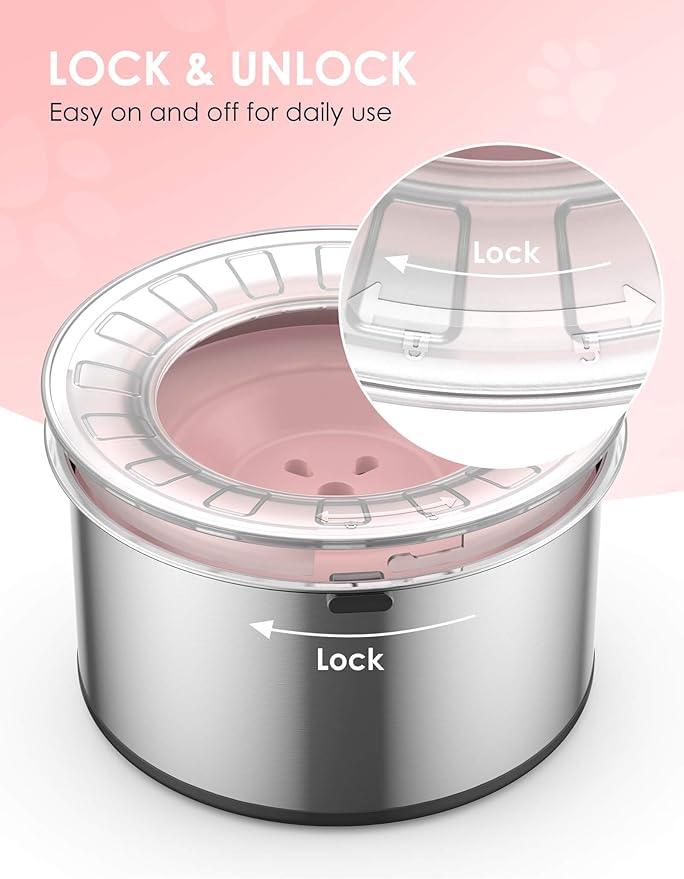 Heouvo 1Gallon Large Dog Water Bowl No Spill, [Anti Digging Lid & Rubber Bottom] Spill Proof Dog Bowl, Anti Splash Mess Dripless Slow Drinking Stainless Steel Water for Sloppy Messy Drinkers Car