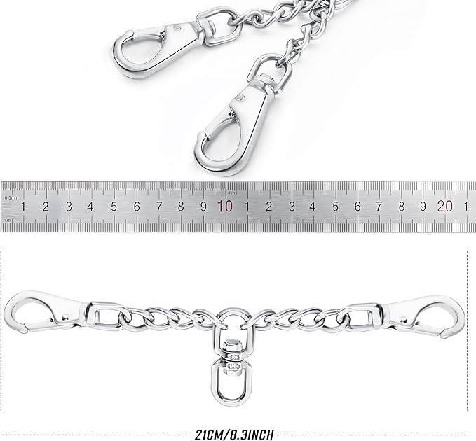 DEYACE Leash Backup with Dual Clasps Prong Collar Safety Clip Stainless Steel Dog Safety Clip Collars and No Pull Harness Connectors