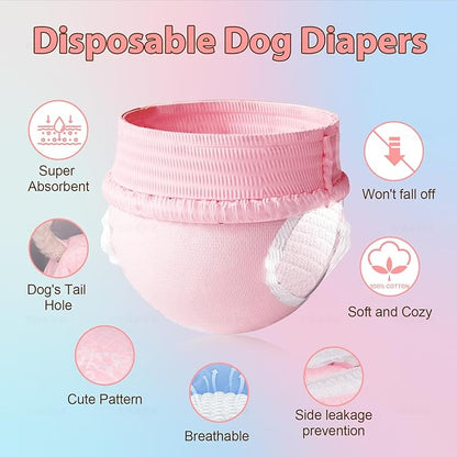 Ambreview Disposable Dog Diapers Female, Just Pull It Up, Doggie Diapers for Female Dogs, Strong Absorbency | Leak Proof, for Dogs in Heat | Elderly | Disabled, XL 100 PCS