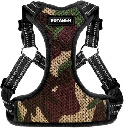 Best Pet Supplies Voyager Adjustable Step-in Flex Breathable Mesh Dog Harness for Small Medium Large Dogs (Army/Black Trim), S