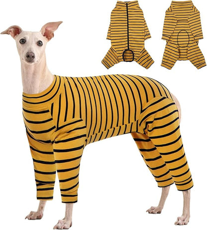 Kuoser Recovery Suit for Medium Dogs After Surgery, Long Sleeve Dog Surgery Recovery Suit, Dog Onesie for Abdominal Wounds Skin Disease, Yellow L