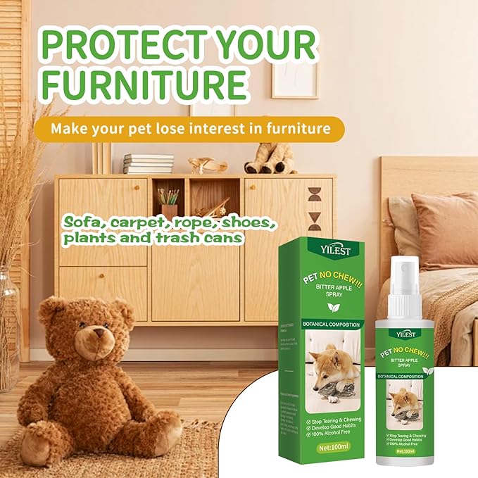 No Chew Spray for Dogs - Bitter Apple Spray for Dogs Stop Chewing Furniture - Shoes,Prevent Licking Bandages,Safe Do Training&Behavior Aids Spray,Indoor&Outdoor Use