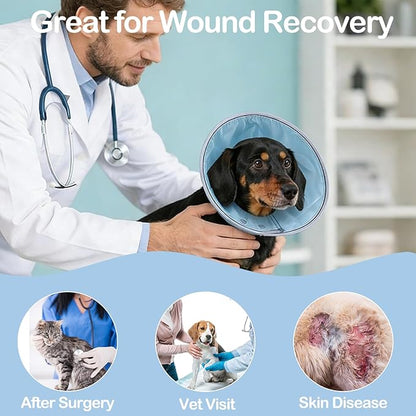 Dog Cone Collar Adjustable After Surgery, Comfortable Dogs Recovery Collar, Adjustable E Collar Alternative to Stop Licking, Protective Dog Neck Collar Plastic Practical