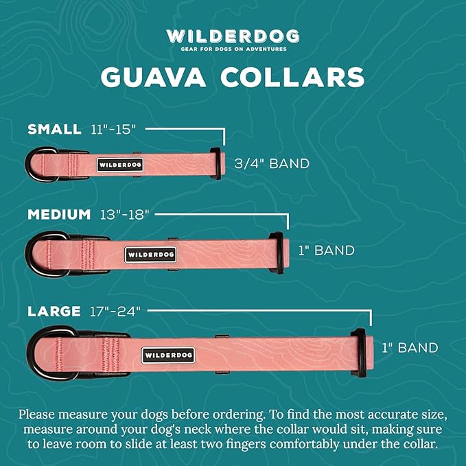 Wilderdog Waterproof Dog Collar - Repels Water & Dirt - Small 11"-15" - Guava