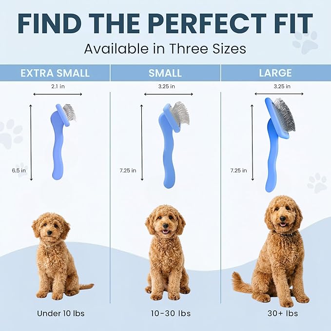 Slicker Brush for Dogs, Dog Grooming Supplies - Best Doodle & Poodle Brush for Haired Dogs - Goldendoodle Pin Detangler for Dematting (Large Curved)
