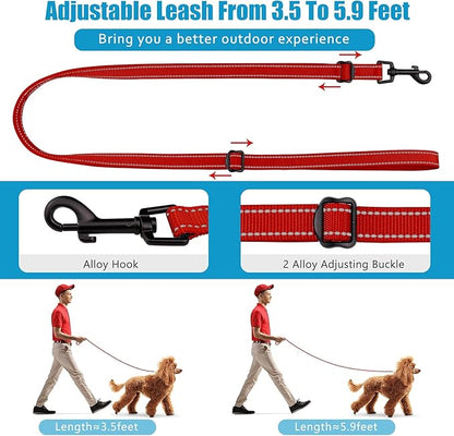 Martingale Dog Collar and Leash Set Martingale Collars for Dogs Reflective Martingale Collar for Small Medium Large Dogs(Red&L)